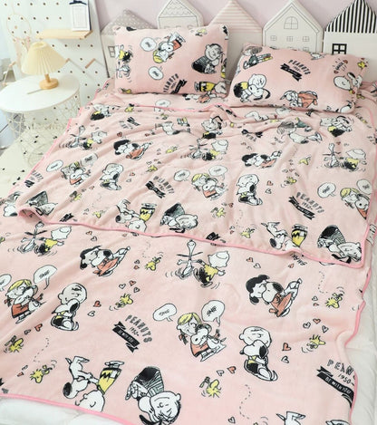 Snoopy Plush Blanket Comfortable Cartoon Snoopy Pattern Printing Flannel Blanket Office Nap Blanket Bedroom Bedspread Girl Gift