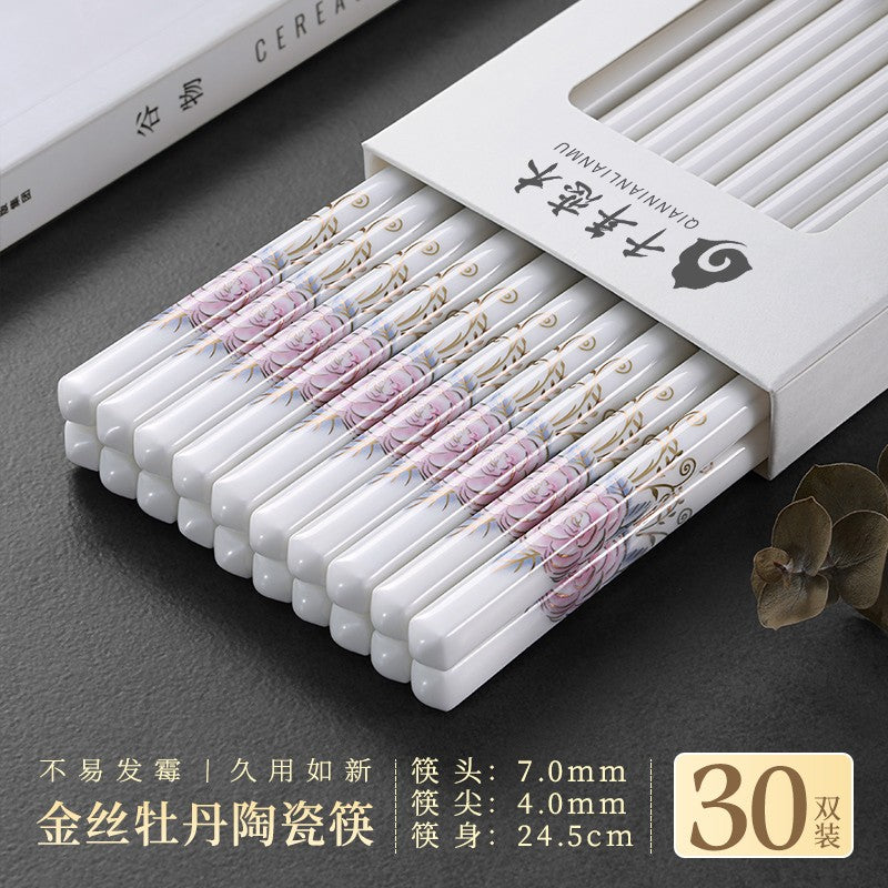Novo conjunto de hashis de cerâmica à prova de quedas, antiderrapante, de grau alimentício, resistente à umidade, de alta temperatura, talheres chineses, hashis de sushi