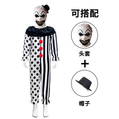 Terrifier Clown Cosplay Costume Horror Carnival Party Dress Hat Mask Killer Clowns Jumpsuit Halloween Cosplay Costumes for Kids