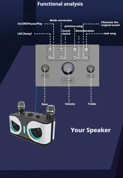 Karaokê Portátil Sem Fio Bluetooth Alto-Falante Com Microfone Máquina Subwoofer Caixa De Som Potente Música Bocina Áudio