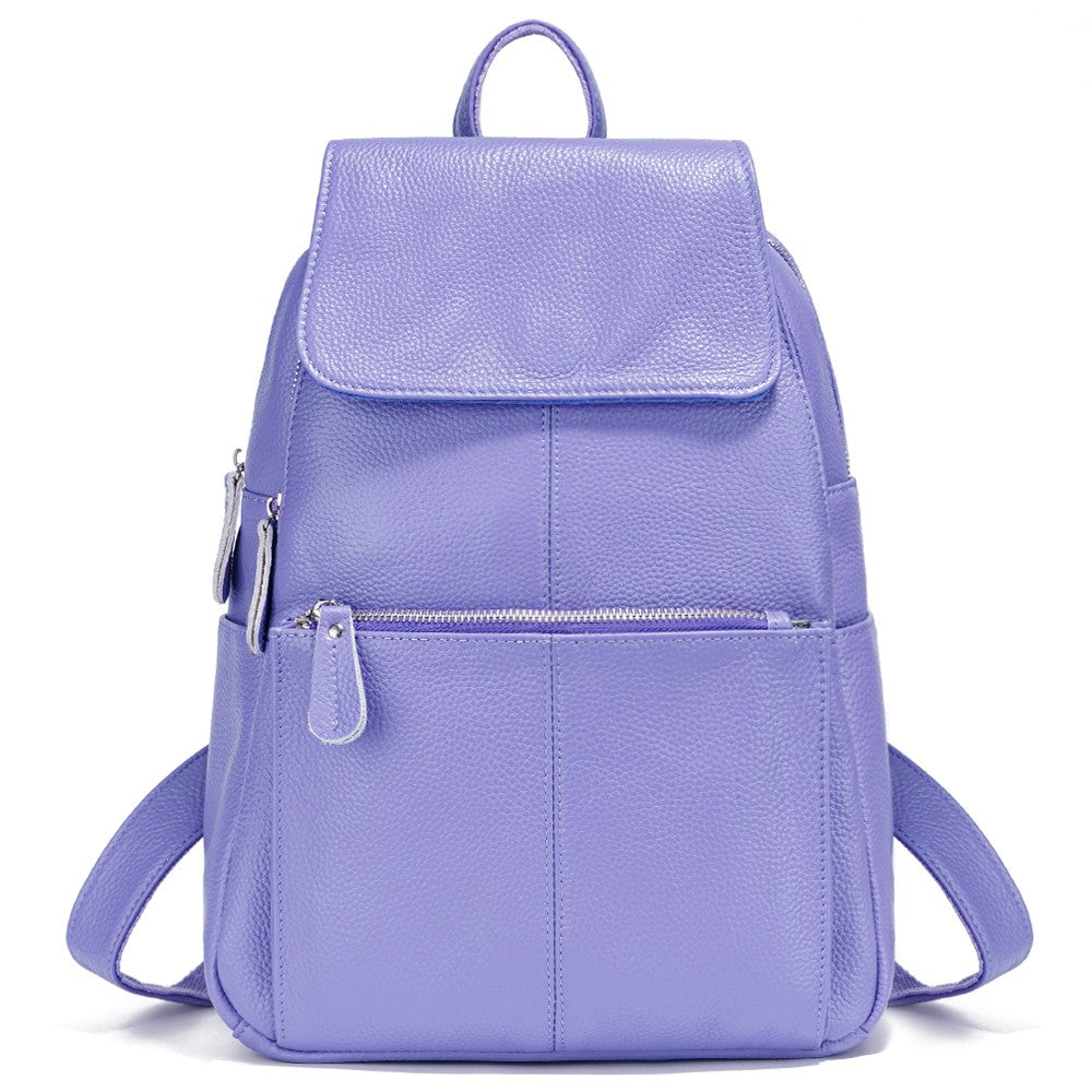 Zency Mochila Feminina Elegante Preta Branca Couro Genuíno Qualidade A++ Antifurto Grande Capacidade Mochila de Viagem Designer