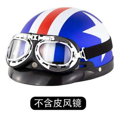 Capacete de motocicleta, equipamento de segurança para proteção de pilotagem de snowmobile masculino e feminino, capacete retrô elegante,