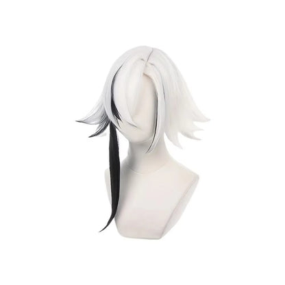 Peruca Cosplay Anime Arlecchino Curta Reta Branca Preta Cabelo Sintético Peluca Para Festival Frieren Adereços de Halloween
