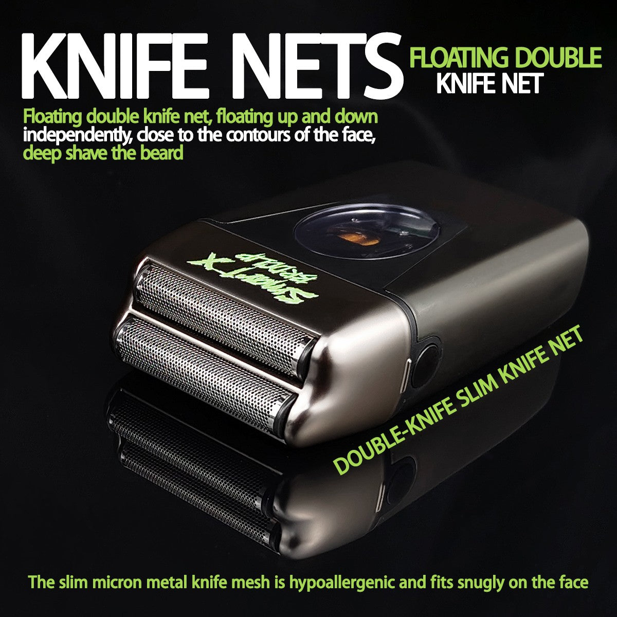 9000RPM BRDCLIP BRD999 Magnetic Motor Professional Electric Men's Beard Trimmer Double Foil Shaver USB Hair Cutting Machine