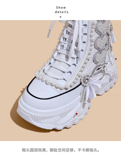 Fashion Women's Shoes Spring Casual Thick Sole 8cm Designer Sneakers Girls Lace-up Ladies Casual Shoes Women Sneakers