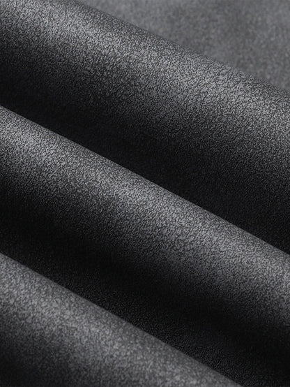 Plus Size Men's Casual Loose Fit Turndown Collar Motorcycle PU Leather Jacket, Suitable For Autumn, Zipper Front