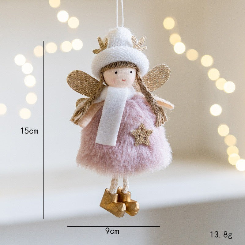 Christmas mesh skirt antlers angel girl doll pendant Christmas tree decoration small pendant children New Year gift
