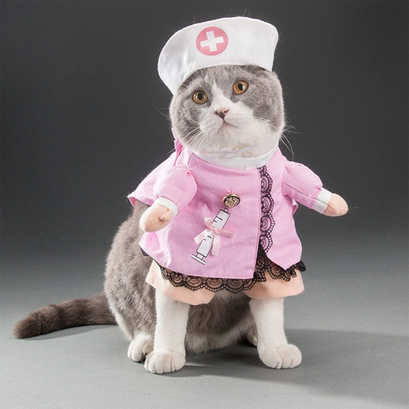 Fantasia de enfermeiro(a) para cachorro e gato, roupinha de enfermeiro(a) para animais de estimação, roupa de Halloween, Natal, para gatos e cães de pequeno e médio porte