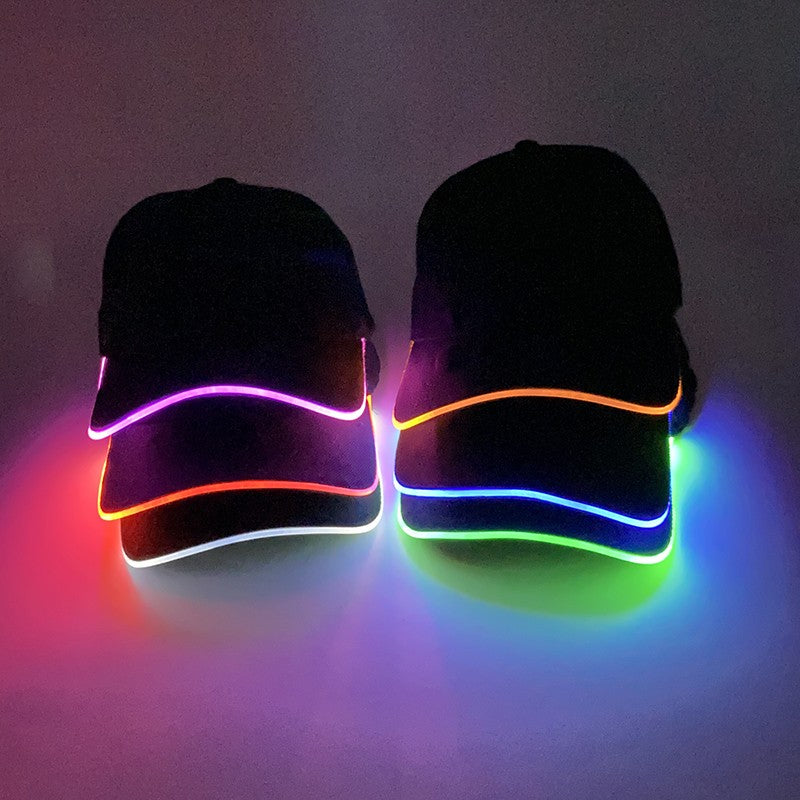 Fashion Attractive Glowing Decor Supplies Carnival LED Optical Fiber Baseball Cap Flashing For Carnival Party In The Dark Night