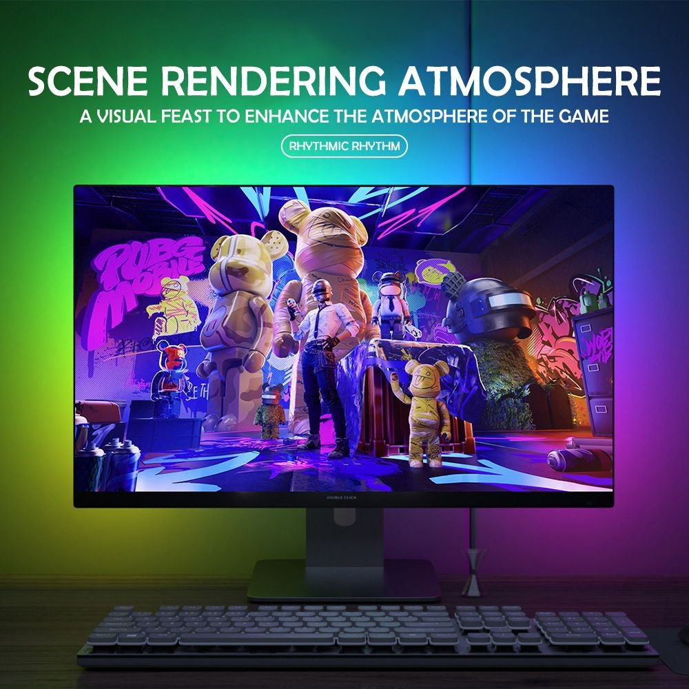 RGB Gaming Lights Strip Monitor Backlight LED Display Sync PC Atmosphere Screen APP Music Synchronization Decor Game Room Party