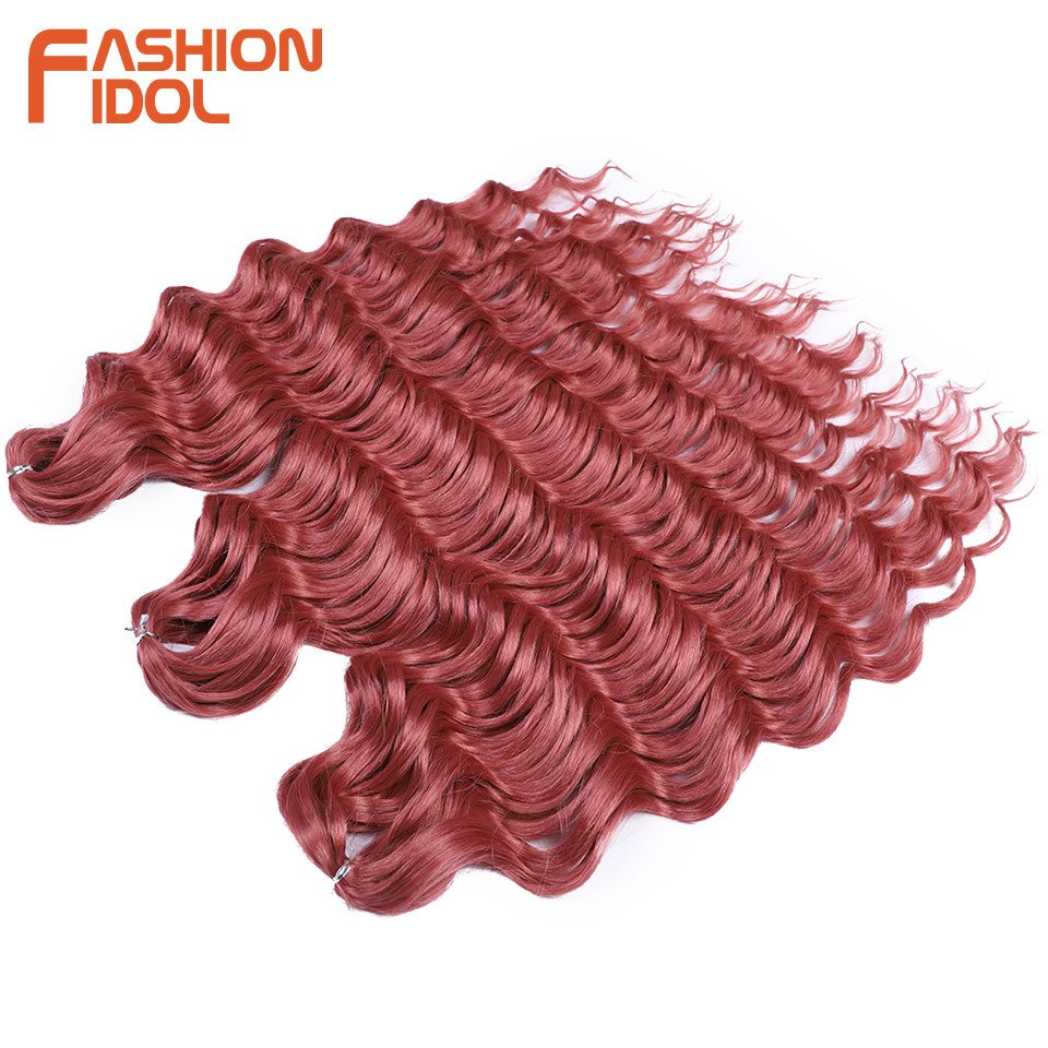 FASHION IDOL Cabelo de Crochê Torção Laranja Extensões de Cabelo Trançado de Onda Profunda Sintética Cabelo Onda de Água 24 Polegadas Fibra Resistente ao Calor