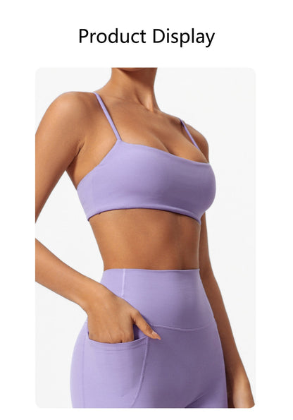 Ctenkevet Sling Yoga Bra Women Gym Workout Push Up Brassiere Female Outdoors Sports Underwear Women Fitness Shockproof Crop Top