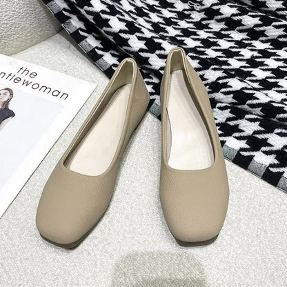 2025 Fall New Premium Leather Loafers Women - Square Toe Slip-On Flats Lightweight Comfortable Work Shoes Breathable Minimalist