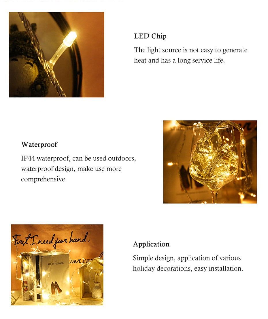 Hot Sale 1.5m/3m/6m/7.5m/10m Christmas Lights Waterproof Battery Led String Lights Christmas Decorations For Home