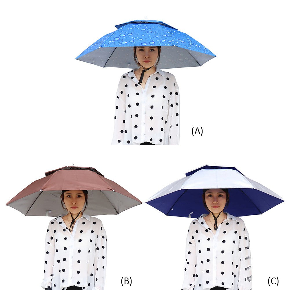 69/95cm Outdoor Portable Rain Umbrella Hat Foldable Fishing Sunshade Headwear Cap Waterproof Camping Fishing Beach Sun Hat