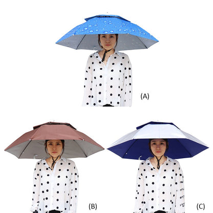 69/95cm Outdoor Portable Rain Umbrella Hat Foldable Fishing Sunshade Headwear Cap Waterproof Camping Fishing Beach Sun Hat