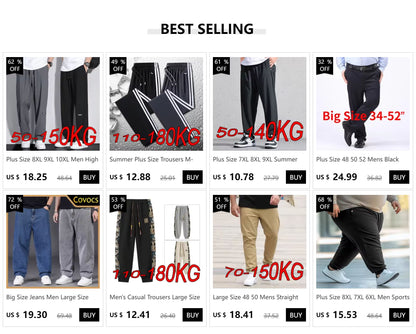 Men Summer Sweatpants Plus Size 8XL 9XL 10XL High Elastic Gym Joggers Large Size Quick Drying Running Fitness Pants Men Clothing
