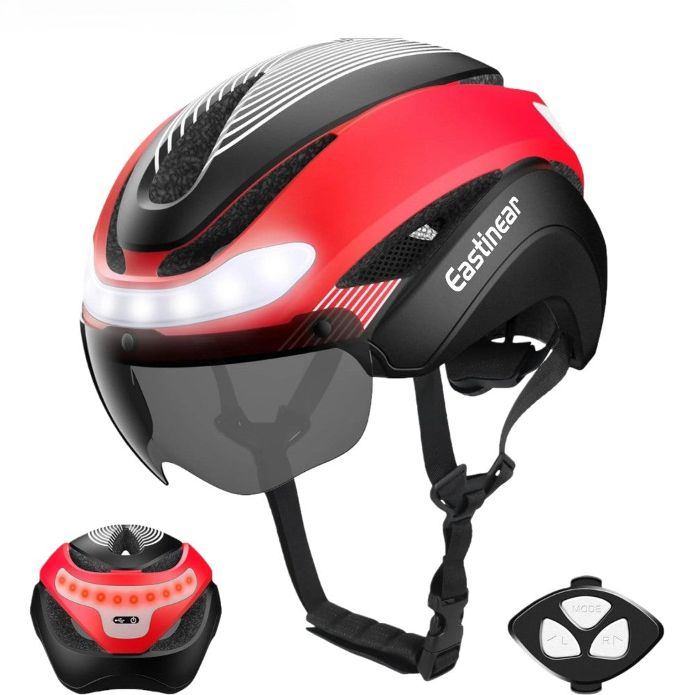 Eastinear Road Bicycle Helmet Rear Led Lights With Turn Signals With Magnetic Googles & Sun Road Bicycle Helmets For Men Women
