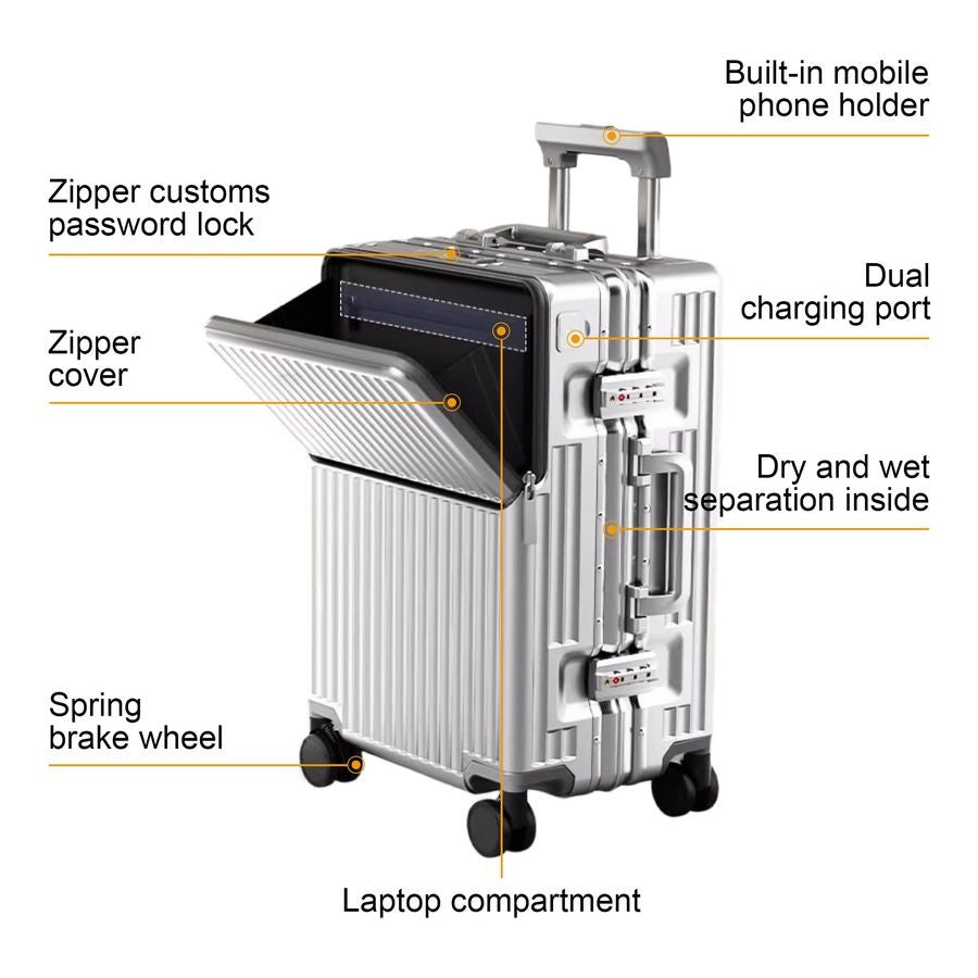 Luggage, 22.4 x 15.4 x 9.4 Aviation Certified, Polycarbonate Aluminum Hardshell, Expandable CarryOn Luggage with Spinner Wheels,