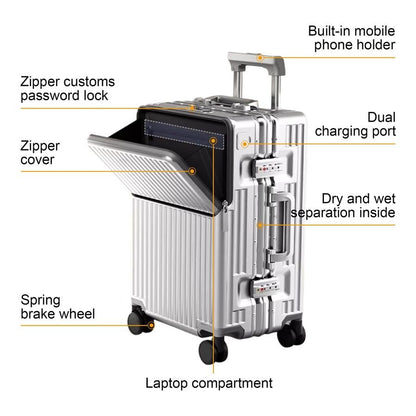 Luggage, 22.4 x 15.4 x 9.4 Aviation Certified, Polycarbonate Aluminum Hardshell, Expandable CarryOn Luggage with Spinner Wheels,