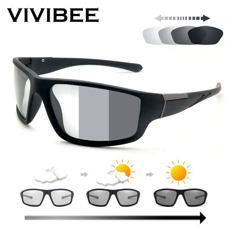 Óculos de Sol Fotocromáticos VIVIBEE Masculino Óculos Esportivos Pretos Feminino com Mudança de Cor Polarizados para Dirigir 2025 Óculos de Sol com Descoloração