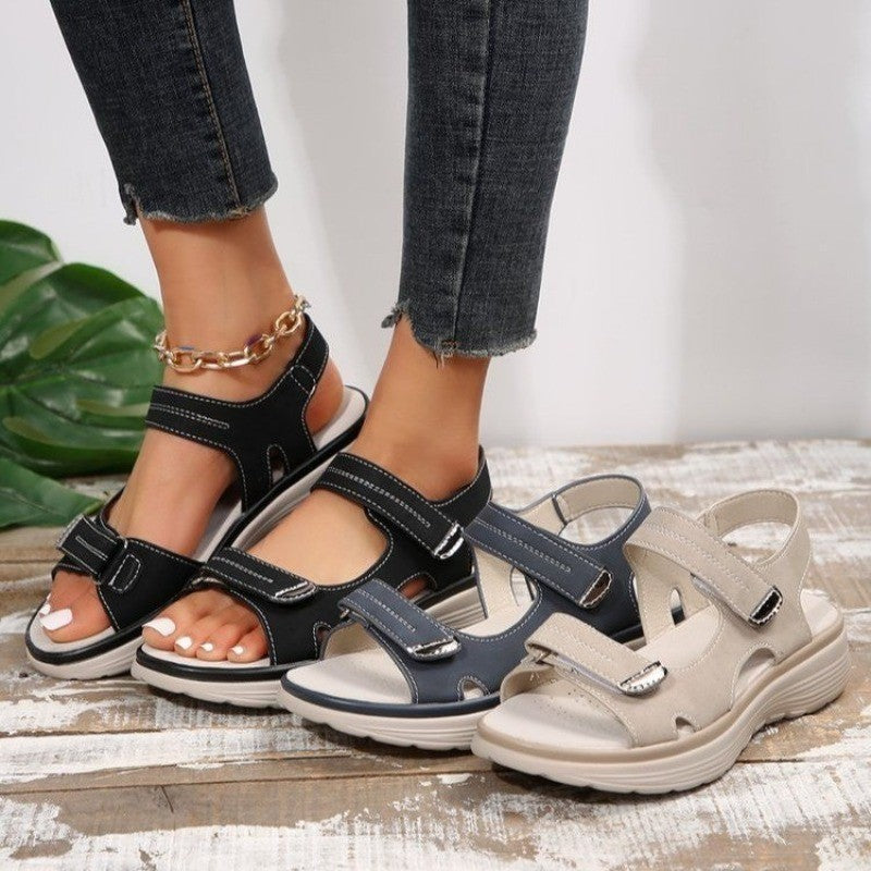 Summer 2024 New Sandals for Women Sports Style Wedge Heels Light Velcro Plus-size Slippers for Women