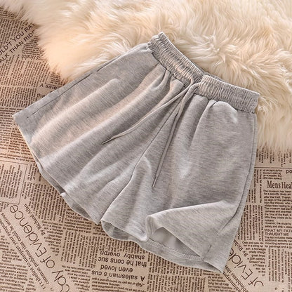 Elegant Korean Wide Leg Shorts Pants Fashion Women Summer 2025 New High Waist Pocket Short Casual Streetwear Sweatpant Clothes