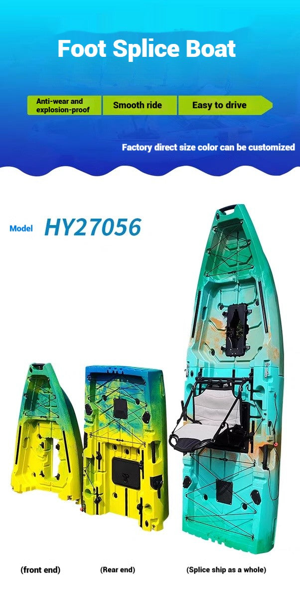 Caiaque Modular de 2 Lugares, Canoa HDPE Elétrica/a Pedal com Assentos de Alumínio, Barco de Pesca Portátil para Recreação em Lagos e no Mar