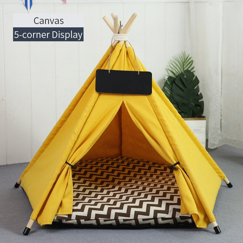 Tenda Tipi para Gatos e Cães, Portátil, Removível, Lavável, Casinha Interna para Filhotes com Almofada e Lousa, Cama para Gato