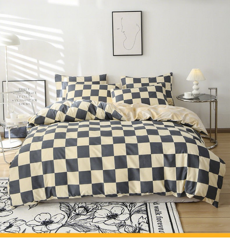 3pcs Checkered Pattern Print Duvet Cover Set, Soft Skin-Friendly Bedding Set Includes 1 Duvet Cover And 2 Pillowcases
