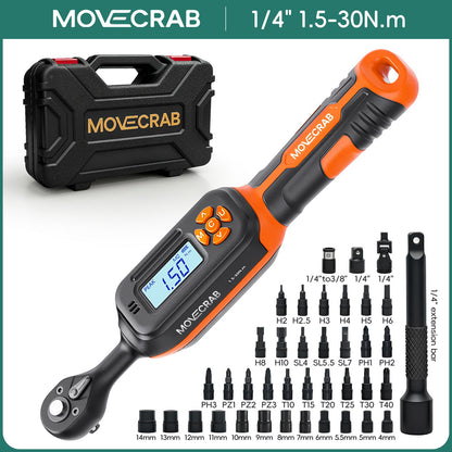 Chave de Torque Digital MOVECRAB 1.5-340 N.m com Valores Predefinidos, Precisão de 2%, Buzzer e Notificação por Flash LED
