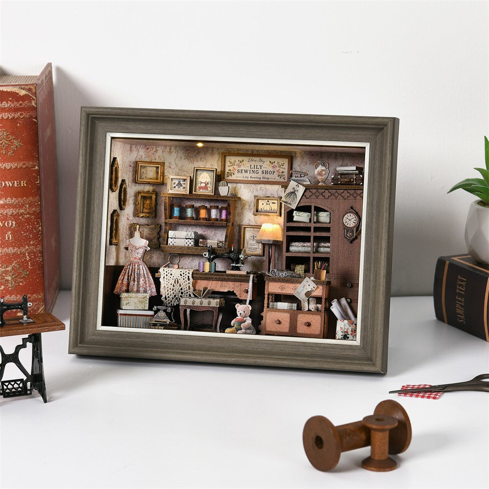 DIY Book Nook Bookshop Kit Photo Miniature Wooden Dollhouse with Light Bookshelf Insert 3D Puzzle Decor for Gift Owl Bookstore