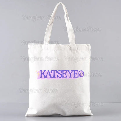 New Hot Top Fashion Bag KATSEYE Korean Shopping Bag Print Original Design White Unisex Fashion Travel Canvas Bags