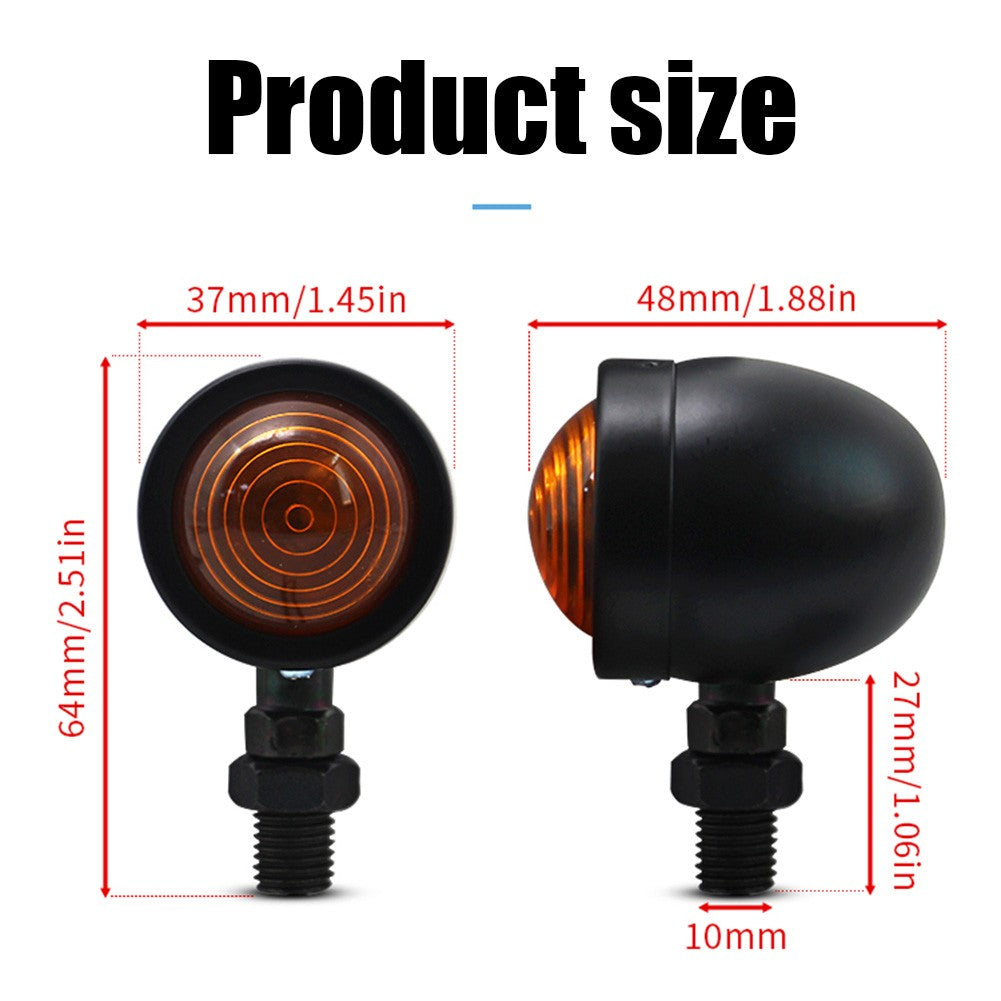 2 peças 12V Piscas Retrô de Metal Lente Âmbar Indicador de Moto Piscas Retrô Luzes de Sinalização de Moto para Harley Racer
