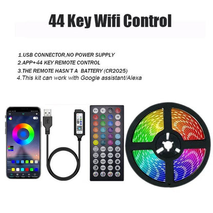 RGB LED Strip Light 5050 Bluetooth APP IR Remote Control USB 1M 2M 3M 4M 5M 10M 15M 20M 25M 30M Festival Deco Backlight For Home