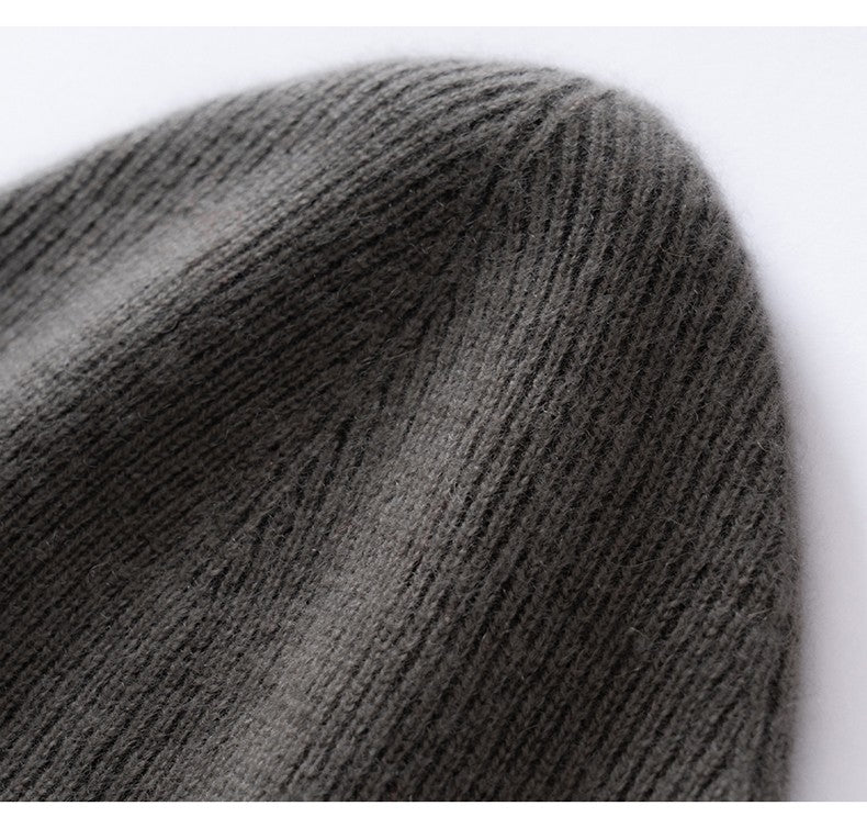 Autumn Winter New 100% Cashmere Hat Women's One-Line Hat Knitted Hat Wool Hat Ear Protection High-Quality Couple Hat