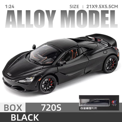 Mclaren 720s 1:24 Super Carro Esportivo Som e Luz Miniaturas Liga Fundido Modelo de Carro Presentes Para Namorado Brinquedos Para Crianças Presente Metal