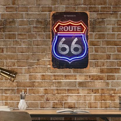 A retro Route 66 neon aluminum sign interesting Route 66 aluminum poster bar decoration restaurant decoration street decoration
