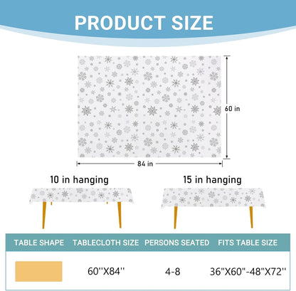 Christmas White Snowflake Waterproof Tablecloth Table Decor Winter Holiday Kitchen Dining Tablecloth Christmas Decorations