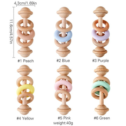 1Pc Baby Wooden Rattle Teether Toys Beech Wooden Ring Star Hand Music Rattle Teething Baby Toys Montessori Toys For Kids Gift