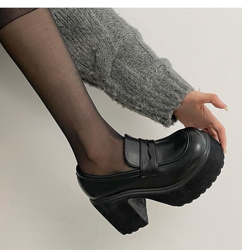 autumn Platform Mary Jane Shoes Ladies Hot Sale High Heels Loafers Women Shoes Retro Chunky Heels Pumps Woman Uniform College
