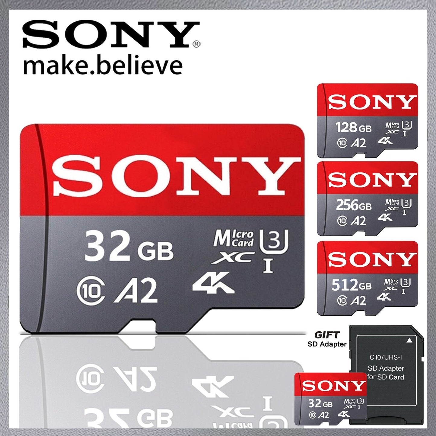Cartão SD SONY Ultra Micro Mini 1TB 512GB Cartão de memória SD 128GB 256GB A2 U3 V30 Cartões Flash TF para Telefone Computador