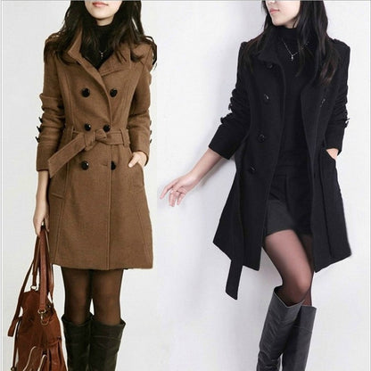 M-4XL Women Autumn Winter Faux Coat Casaco Feminino de Lã Batida Chantal Overcoat Slim Fit Long Double-Sided Woolen Windbreaker
