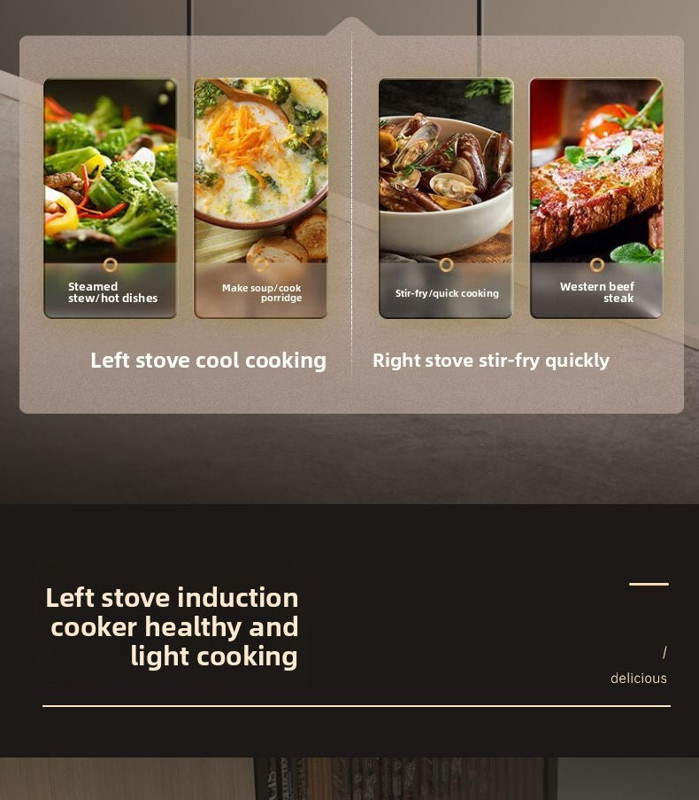 Dual Fuel 3500W Gas Electric Cooker Household Concave Induction Cooktop Class Energy Built-in Countertop Natural Gas Easy Table