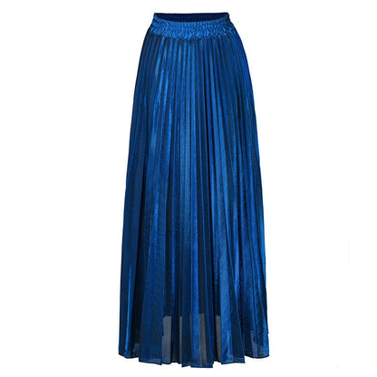 Check Skirt Pleated Maxi Skirt High Waist Harajuku Large Swing Gold Long Skirts For Women  XXL Saias