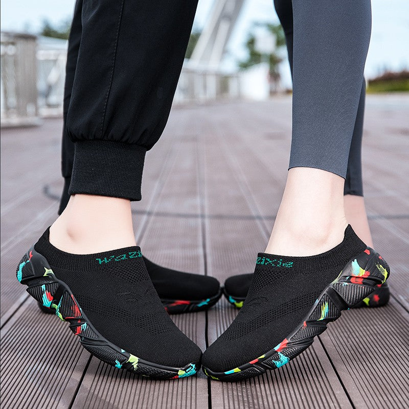 Men And Woman Sneakers Couples Slip On Half Shoes Comfortable Ankle Sock Shoes Increase Height Casual Shoes Size 35-47