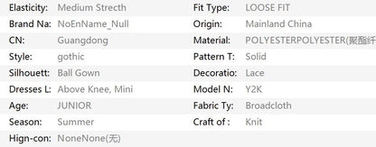 Punk Skirt Cross Woman Clothing Short Dress Goth 90s Y2K Kawaii Vintage Japan Harajuku Ball Gown Grunge Fashion Summer Hot Girl