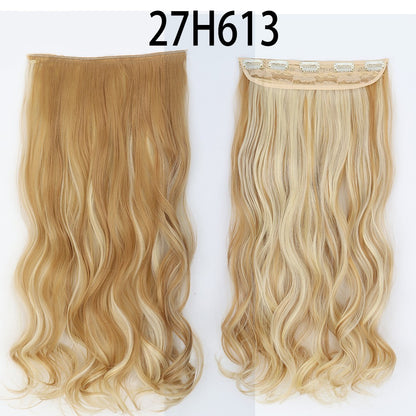 Apliques de Cabelo Sintético Liso Comprido de 5 Clipes 22'' Fibra de Alta Resistência ao Calor Preto Castanho Loiro