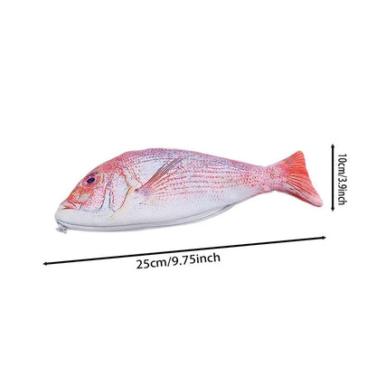 Carp Pen Bag Realistic Fish Shape Make-up Pouch Pen Pencil Case With Zipper Makeup Pouch Casual Gift Toiletry Wash Funny Handbag