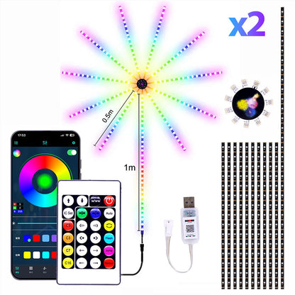 Kit de Luzes de Artifício USB WS2812B Módulo de Fita de LED Endereçável Individualmente Controle Remoto de 28 Teclas Bluetooth App Música Luz de LED DC5V